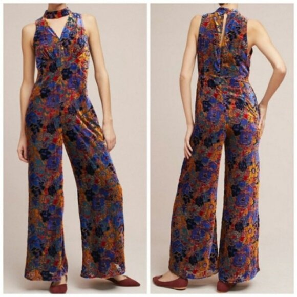 Anthropologie Maeve Ava Velvet Jumpsuit Size 8 26776 - Picture 2 of 14